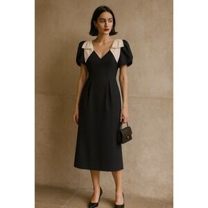 Vintage Renditions Dress 4 Bow Coquette Babydoll Puff Sleeve Retro Glam Parisian